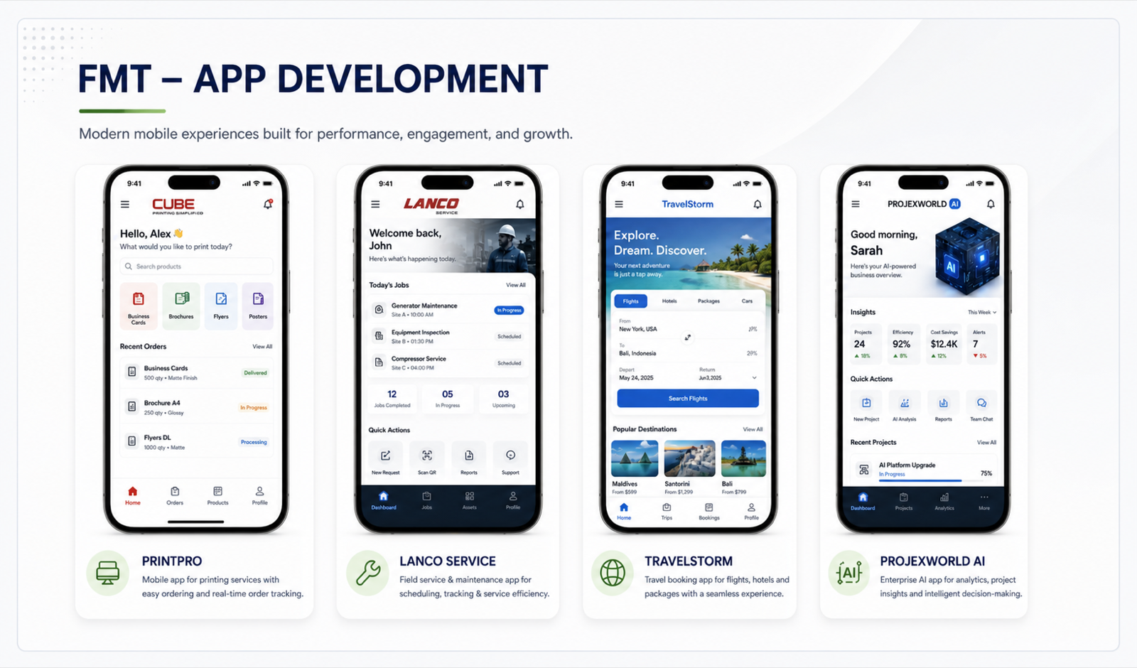 FMT mobile application portfolio