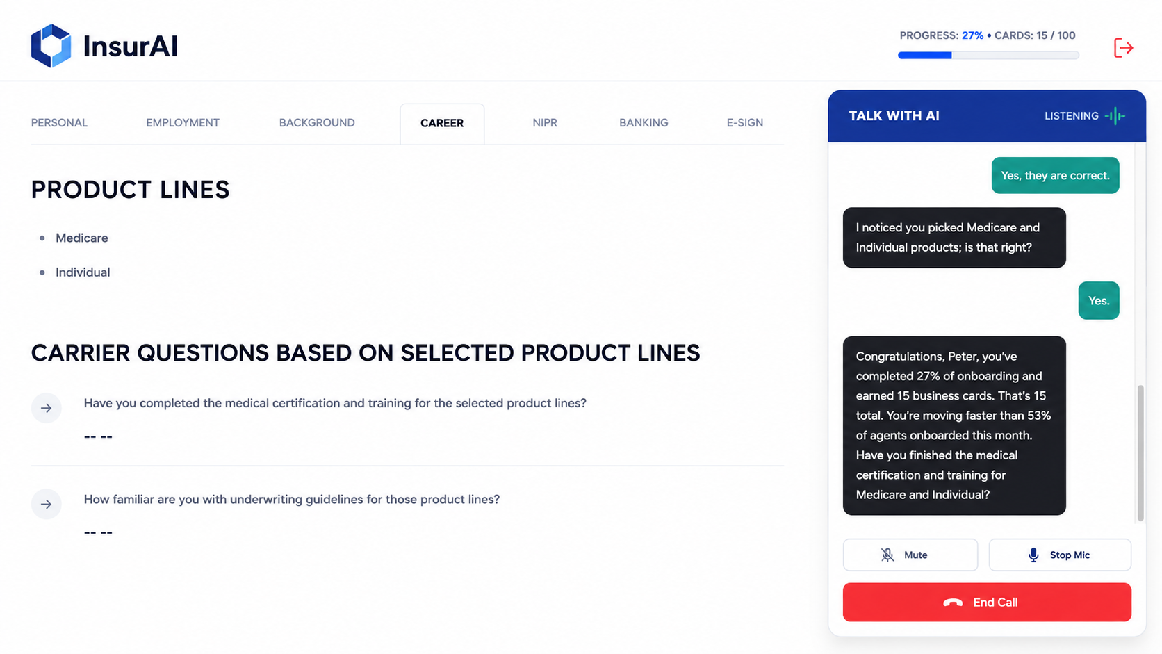 InsurAI guided insurance onboarding