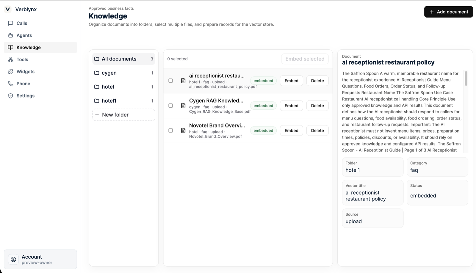 Verblynx business knowledge and document library